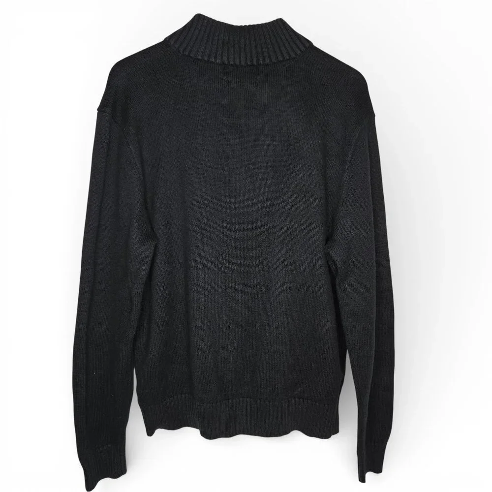 Polo Ralph Lauren Quarter Zip Pullover Sweater Men Black Knit Purple Pony‎ XL